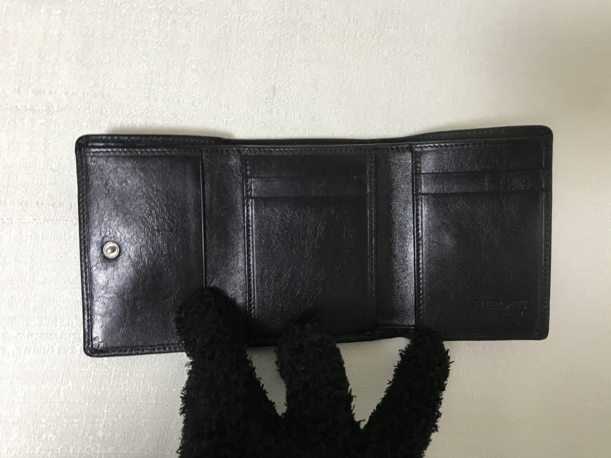 美品本物ヒロフHIROFU本革レザーHロゴコンパクトミニ二つ折り札入れ