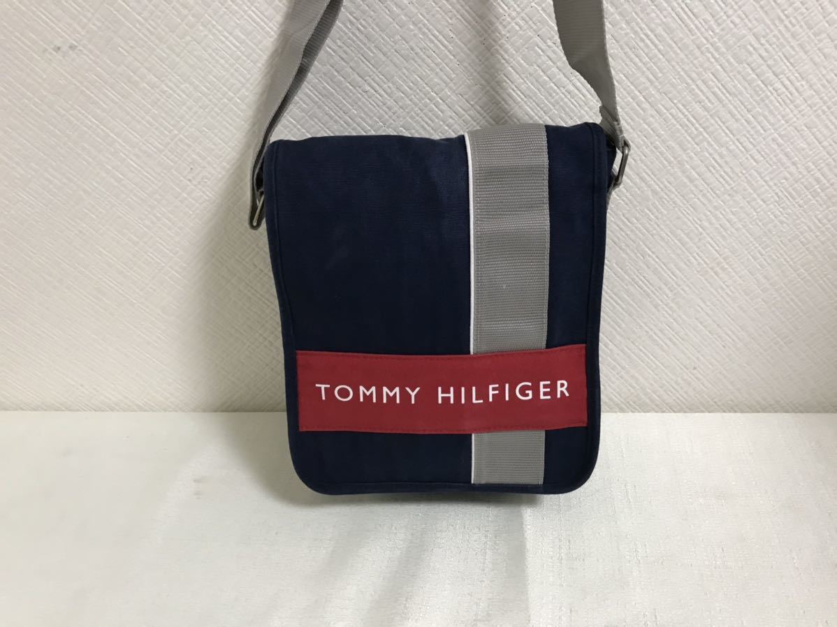 本物トミーヒルフィガーTOMMYHILFIGERキャンバスショルダービジネスバッグボディメッセンジャーバック旅行トラベルメンズレディース紺