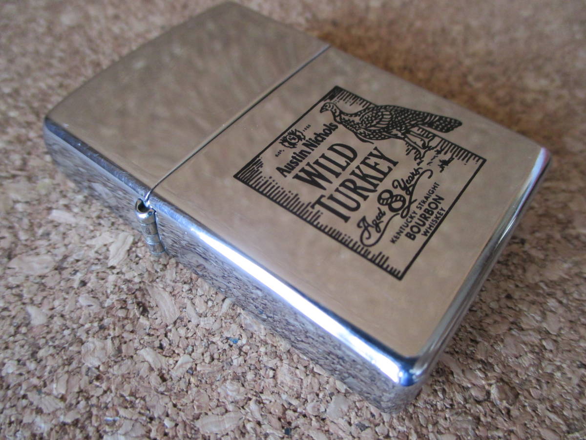 ZIPPO 『WILD TURKEY bourbon whiskey ワイルドターキー バーボンウイスキー』2002年5月製造 ポリッシュ オイルライター ジッポ 廃版激レア