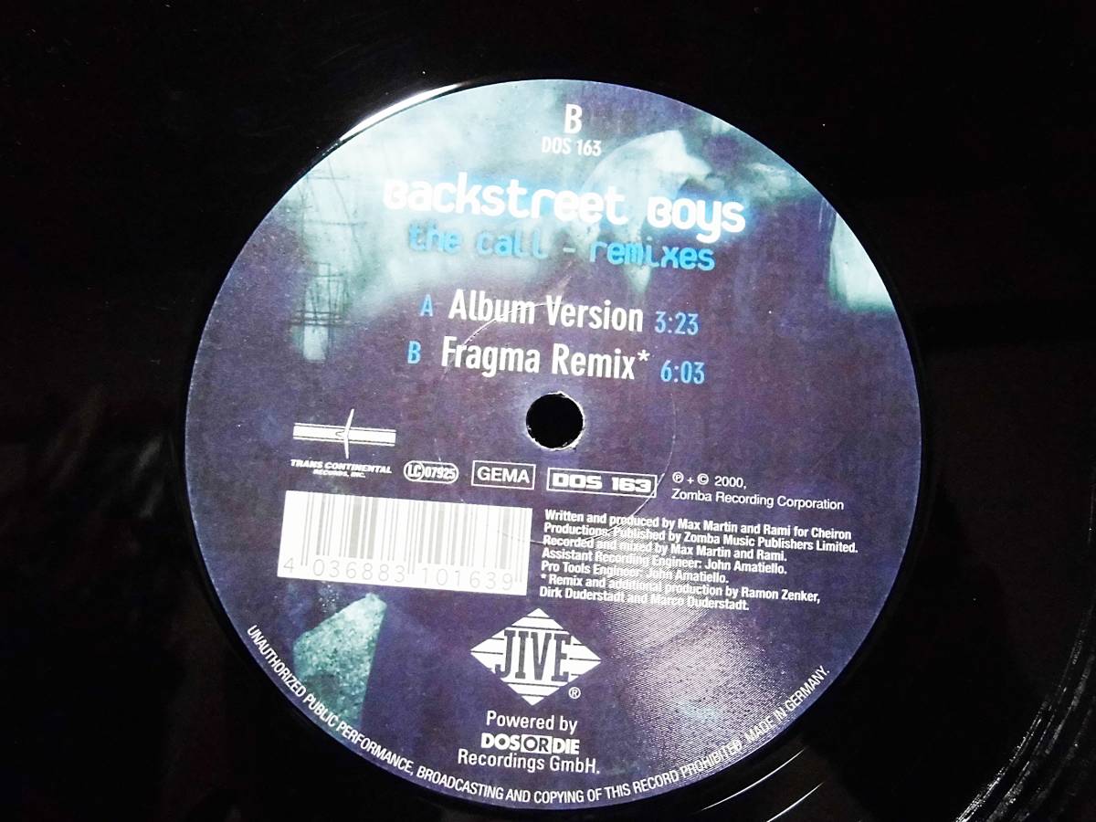 即決試聴【 Progressive Trance / Pop Dance 】Backstreet Boys - The Call - Remixes / Fragma /バックストリート・ボーイズ/GER 12inch_画像2