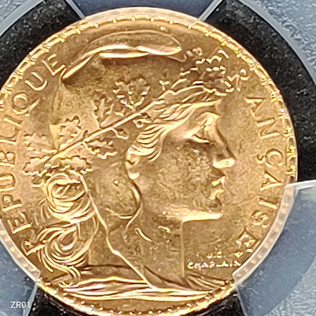 1910/フランス/金貨/20フラン/MS65/鑑定数118/希少性有/マリアンヌ