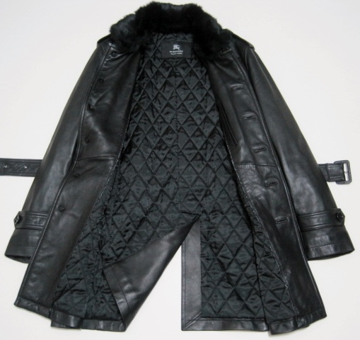 新品 同様 BURBERRY BLACK LABEL 希少14A W 限定ファー付 ラムレザー