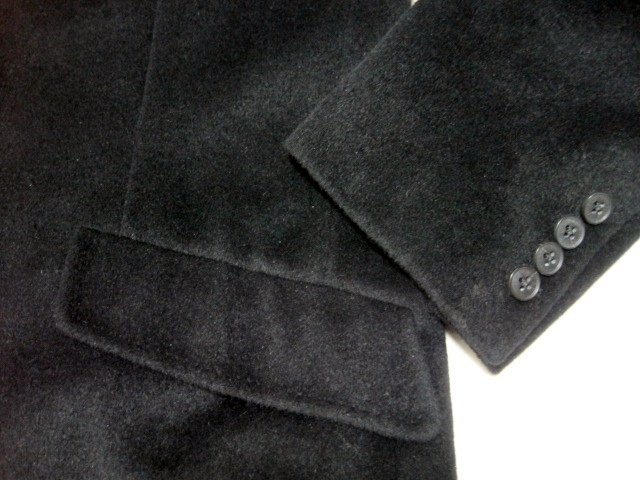 サイズ L 新品 同様 BURBERRY BLACK LABEL 希少 アンゴラ 100% ステンカラー コート 黒 トレンチ ジャケット バーバリー ブラックレーベル_画像9