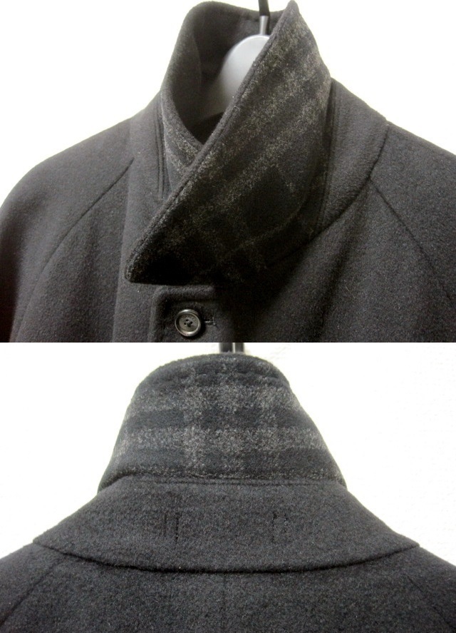 新品 同様 BURBERRY LONDON カシミヤ & アンゴラ 最高級 ステンカラー コート 黒 ジャケット M トレンチ 46 レザー L バーバリー ロンドン_画像8