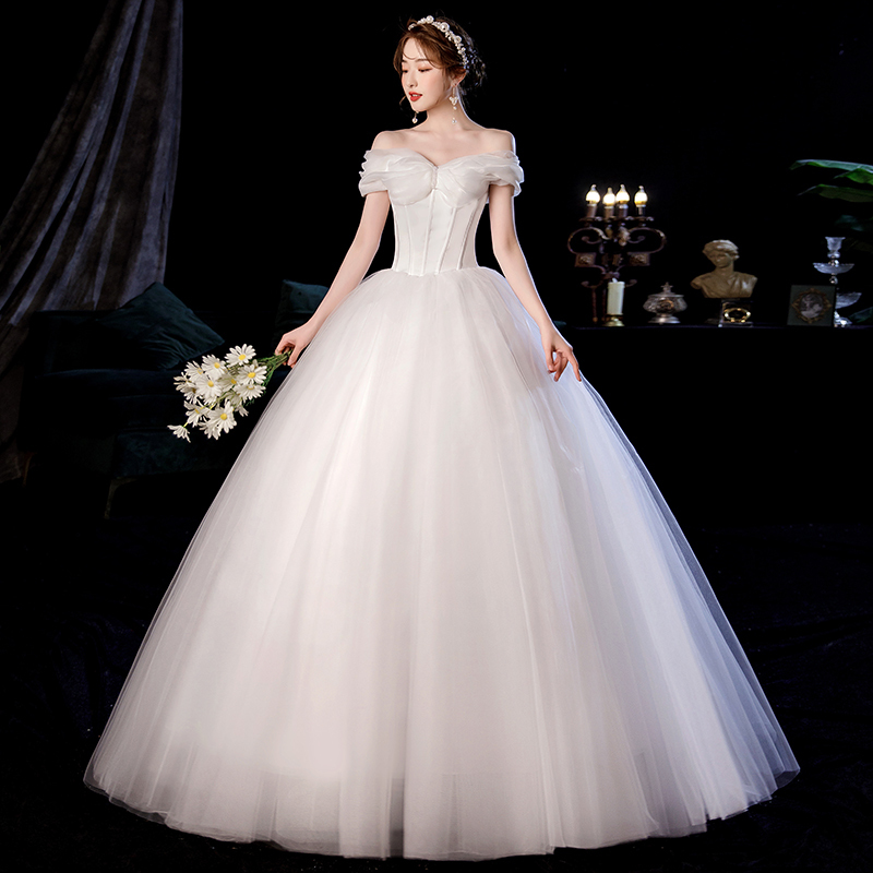 H033 新品 SALL ウェディングドレス Aライン オフショルダー 白 結婚式