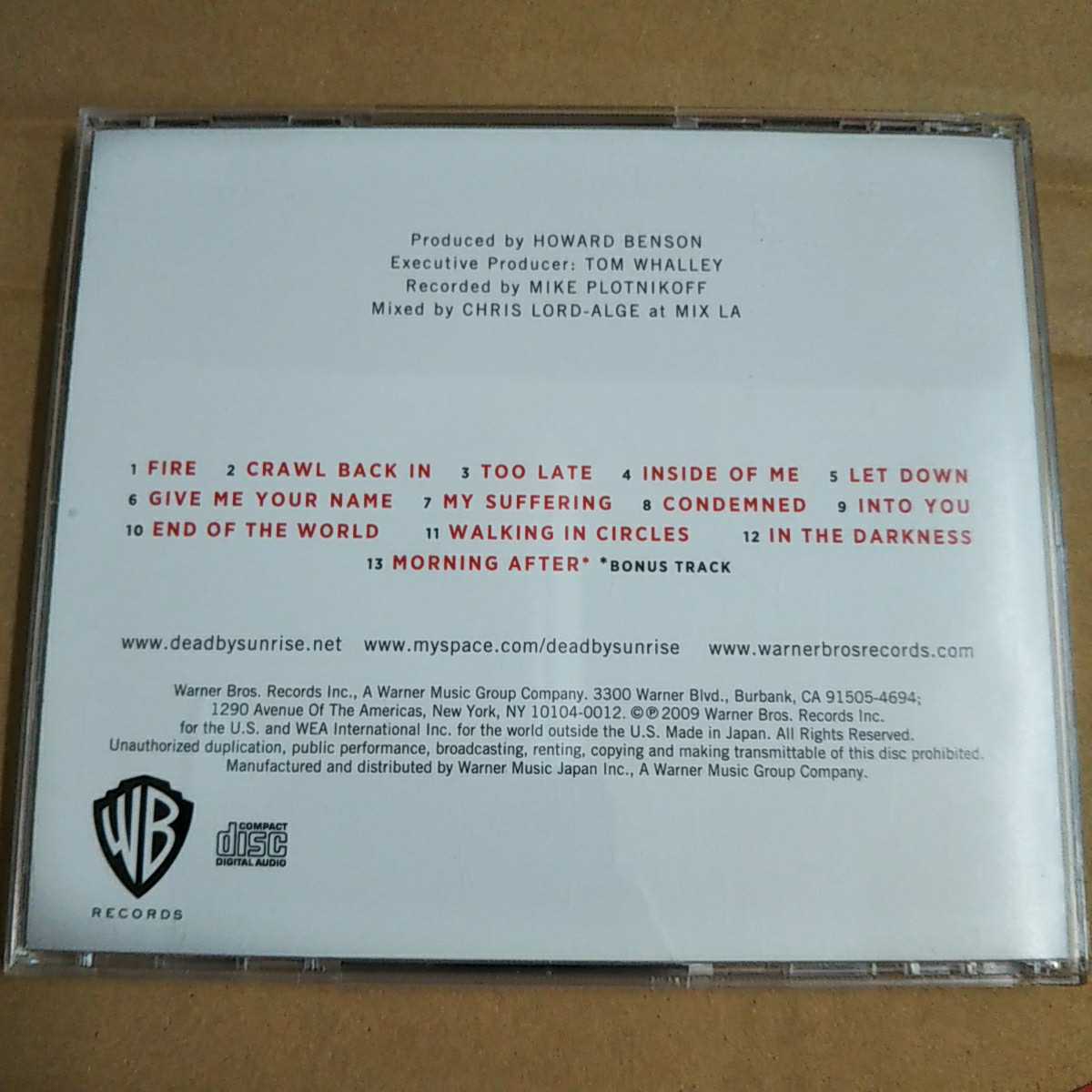 中古CD DEAD BY SUNRISE / デッド・バイ・サンライズ『OUT OF ASHES』国内盤/帯有り/ステッカー付き WPCR-13627【1023】