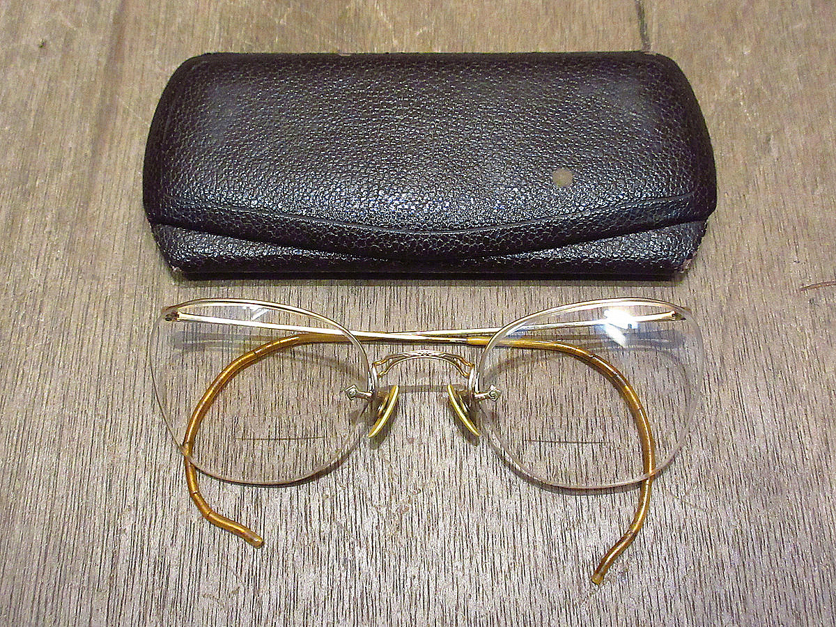  Vintage 40\'s* case attaching American Optical 1/10 12KGF NUMONT FUL-VUE glasses *210523n7-eygls 1940s american Opti karu engraving 