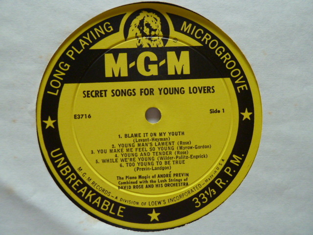 ◎ムード ■アンドレ・プレヴィン/ANDRE PREVIN、デヴィッド・ローズ/DAVID ROSE■SECRET SONGS FOR YOUNG LOVERS (M)_画像4