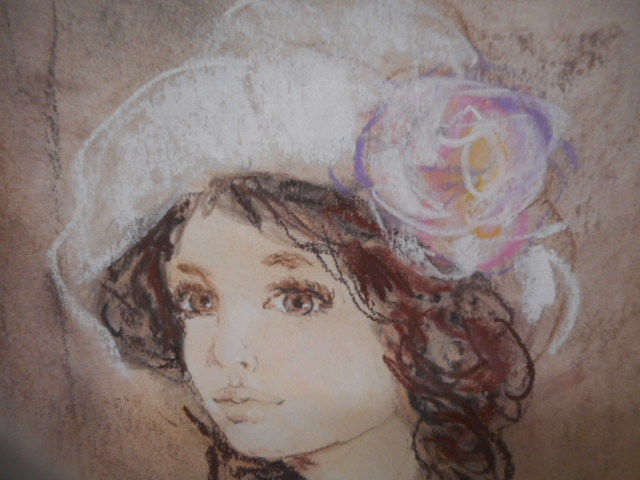 be Lunar ru Sharo waBernard Charoy pastel original picture white hat beauty picture genuine work man. collection 