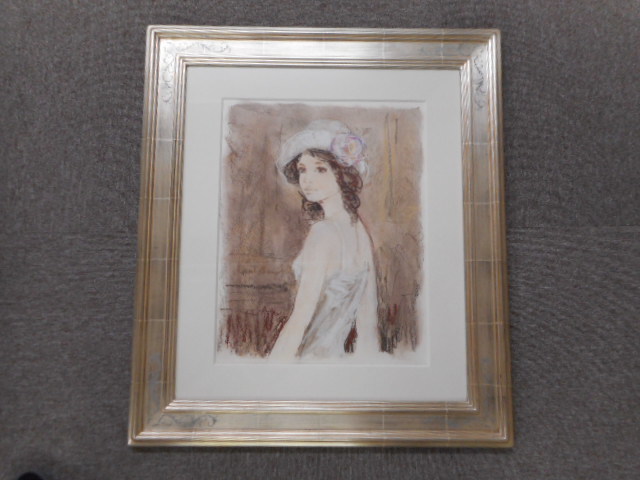 be Lunar ru Sharo waBernard Charoy pastel original picture white hat beauty picture genuine work man. collection 