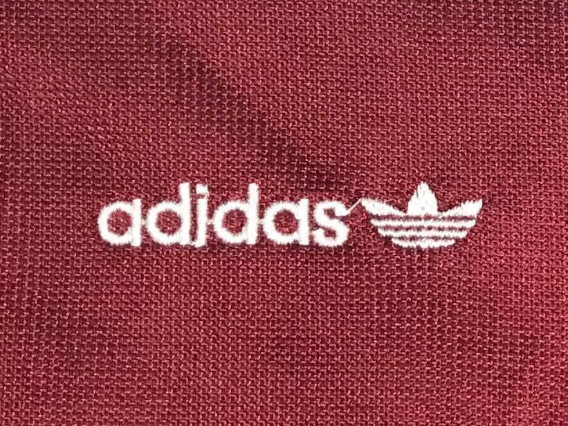 希少 80sビンテージ ハンガリー製 adidas ブライトナー エンジ×紺×白 光沢 トラックトップ ジャージ ジャケット 吉沢亮 着用 83-C BRN