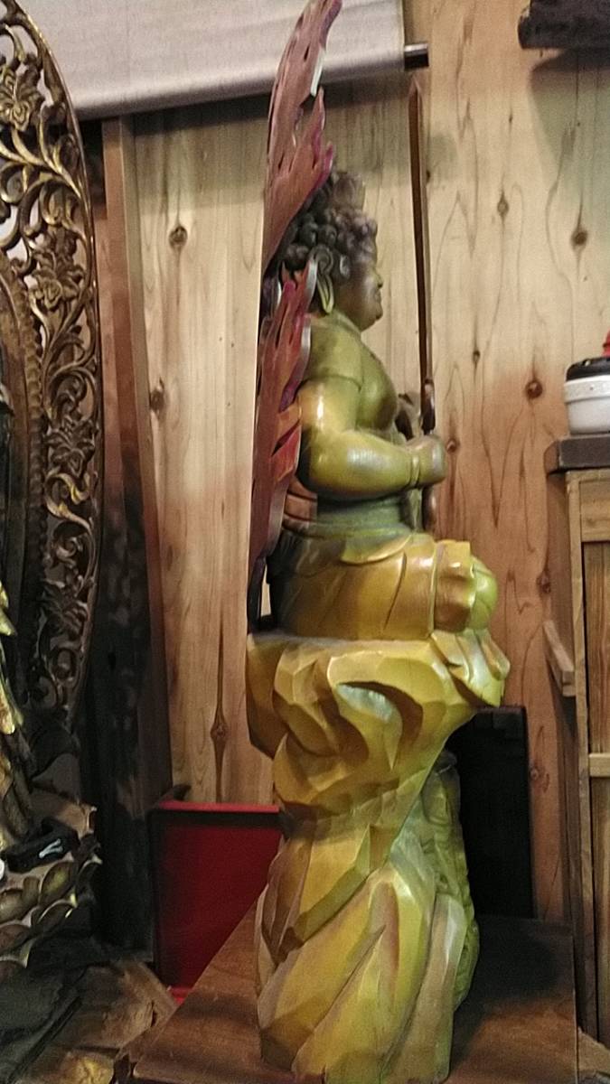 木彫り　不動明王像　一刀彫　高さ120cm(光背含め)、幅50cm位_画像4