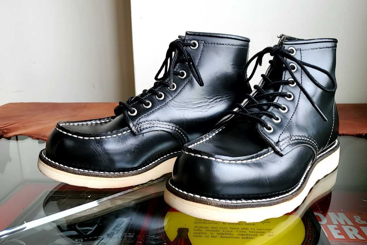 869◆レッドウィング REDWING 羽タグ size5E/23cm位 黒 アイリッシュセッター ワークブーツ モックトゥ USA製 中古 USED_画像1