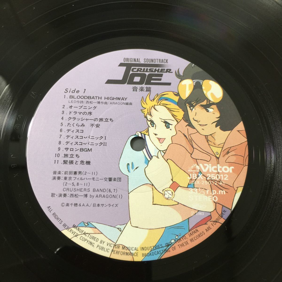 【同梱可】● クラッシャージョウ　 音楽集 オリジナル・サウンドトラック●　 前田憲男 東京フィル（LP)【型番号】JBX-25012_画像6