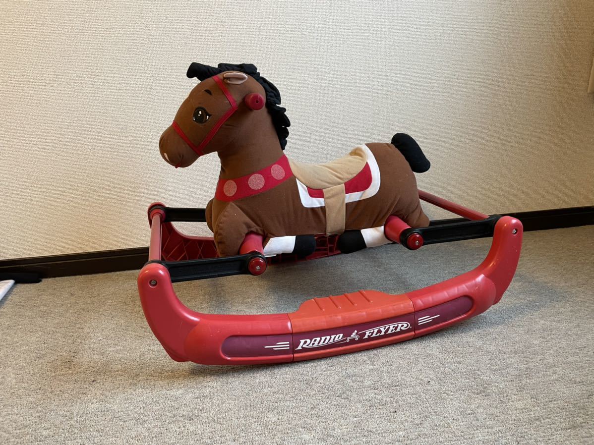  rare RADIO FLYER radio Flyer Soft Rock & Bouncer Pony soft lock & bow n spo knee sound attaching wooden horse toy for riding 