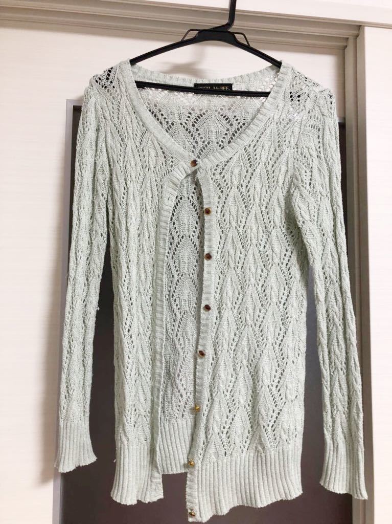 #* Cecil McBee *.. paste lame ... braided knitted cardigan * length . height * mint green 