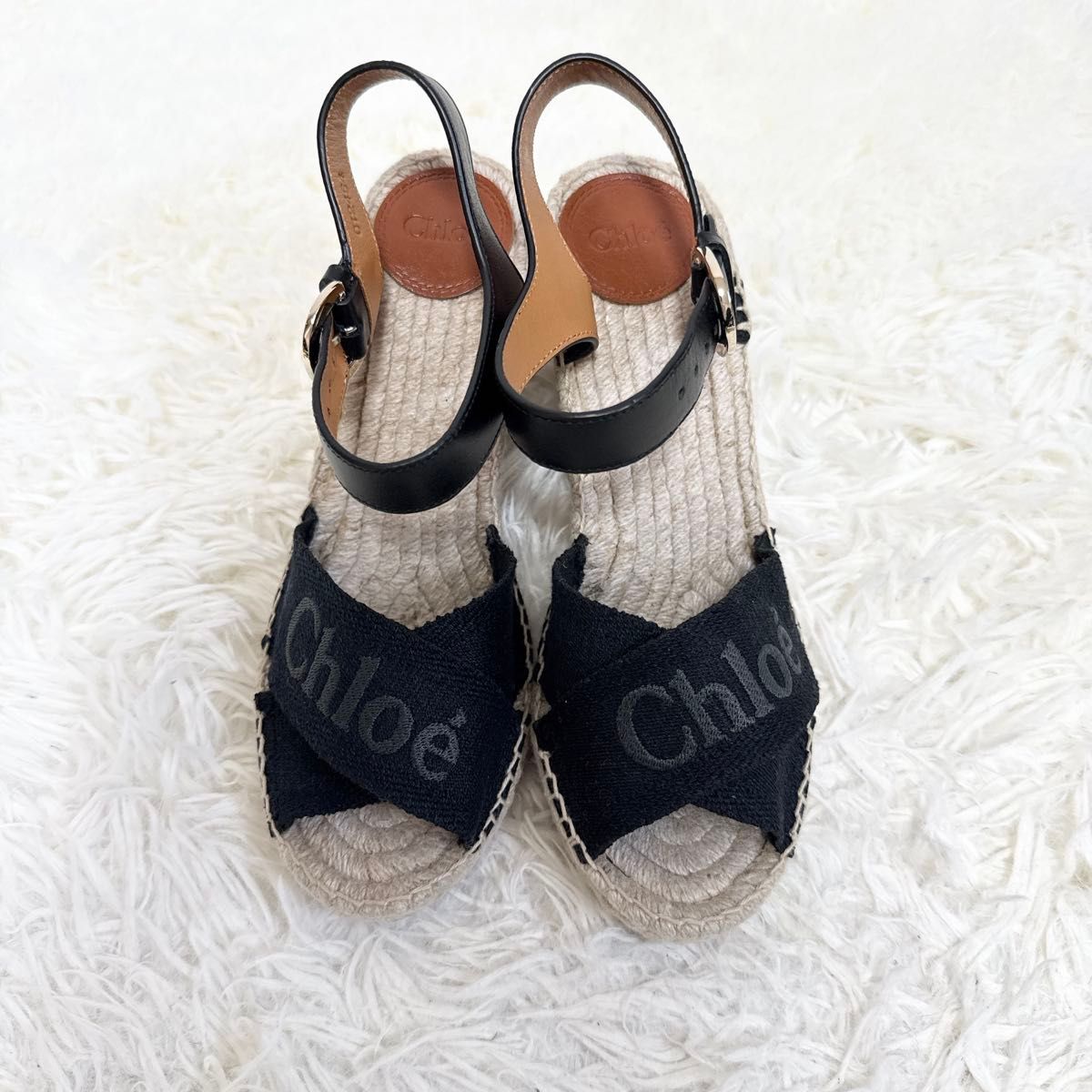 WOODYウェッジエスパドリーユ Chloe クロエ Chloé サンダル 4d21 《美