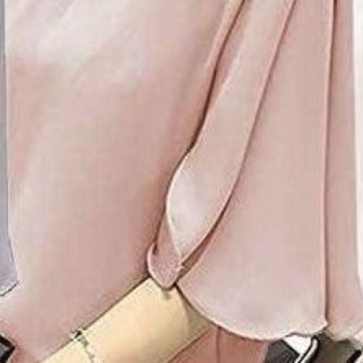 新品 ピンク ブラウス フレア袖 ドレスシャツ ブラウス半袖　レディース シャツ　トップス　シフォン　Mサイズ