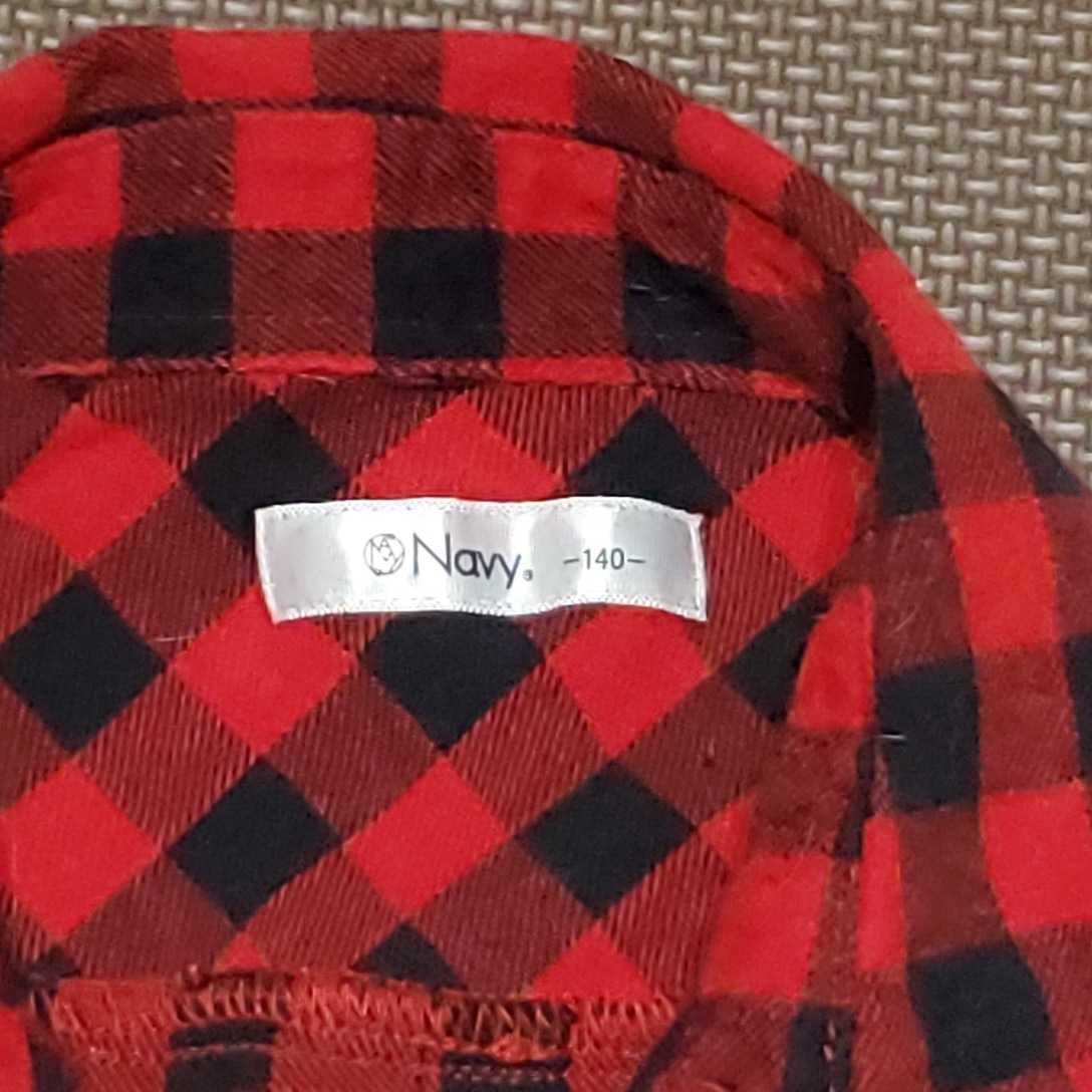 キッズ 赤黒チェックシャツ ネルシャツ 長袖シャツ サイズ140【中古品