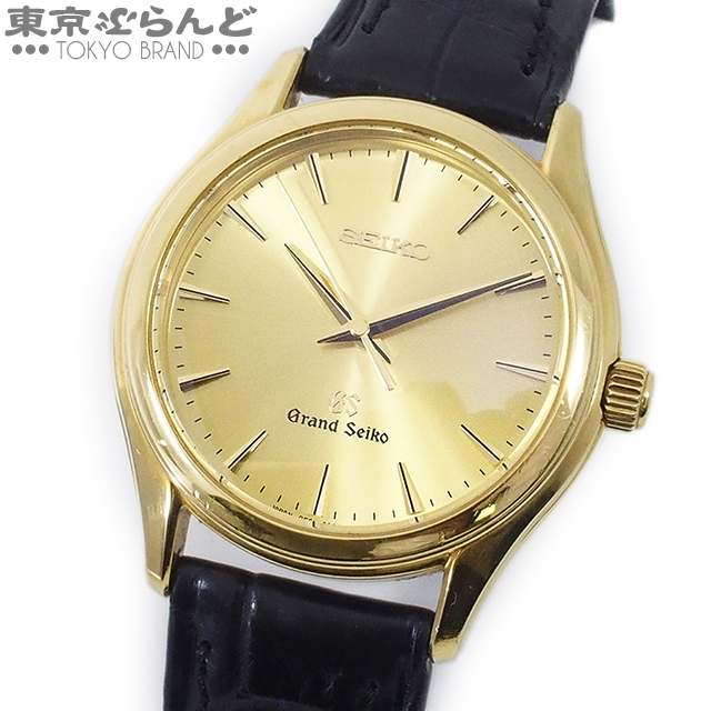 101512258★セイコー SEIKO グランドセイコー 時計 腕時計 メンズ SBGX016 9F61 ゴールド文字盤 K18YG 金無垢 レザーベルト_画像1