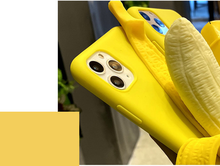 iPhone12 pro ケース 6.1インチ スマホケース 保護カバー 背面カバー 減圧バナナ 立体 3D デコ シリコンケース イエロー おしゃれ_画像6