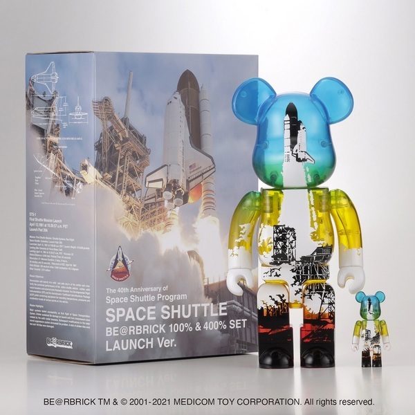 SPACE SHUTTLE BE@RBRICK LAUNCH Ver. 100% & 400% NASA スペースシャトル MEDICOM TOY メディコムトイ ベアブリック_画像1