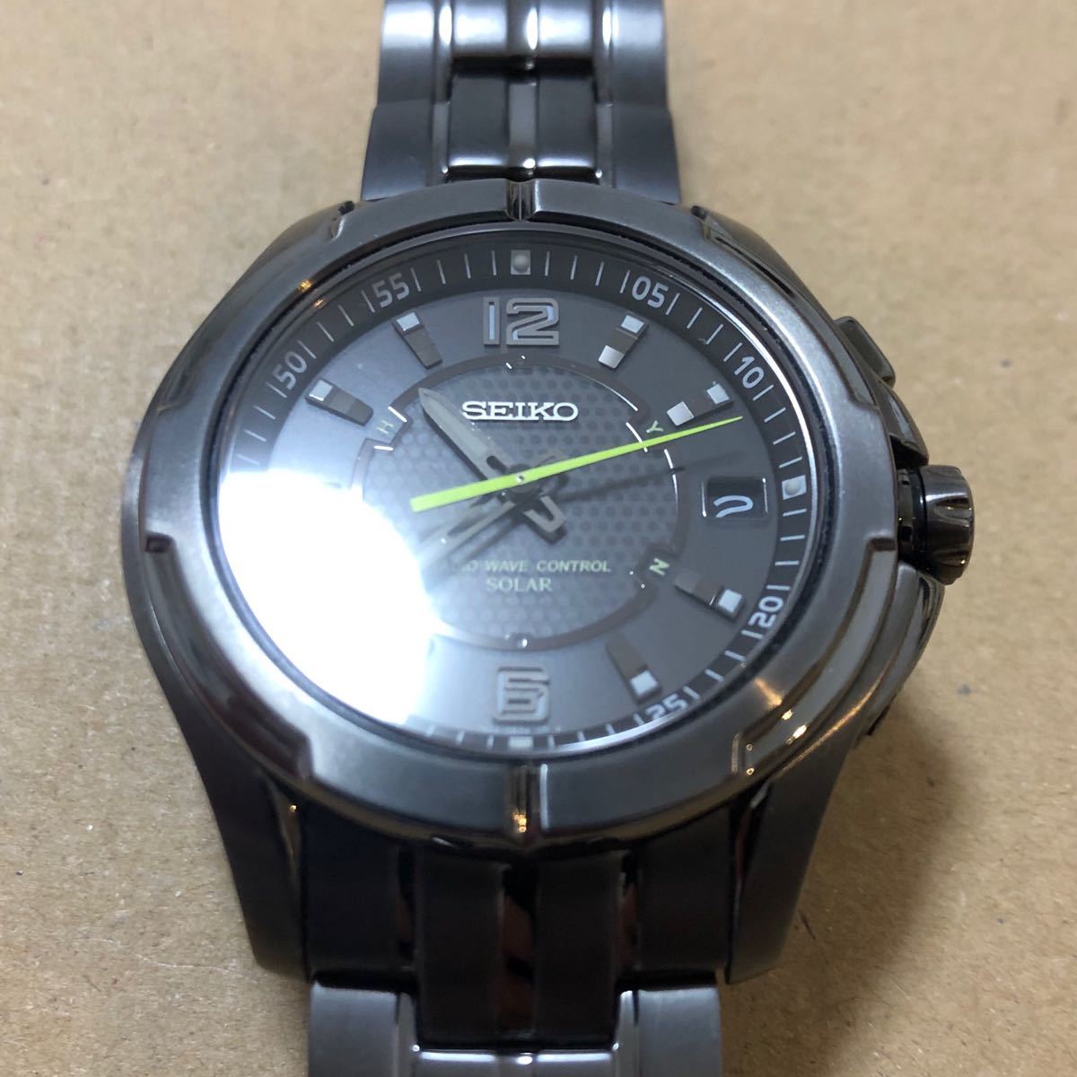 SEIKO セイコー 電波ソーラー時計 デジタル 7B22-0BB0 チタン PVDコーティング 中古品