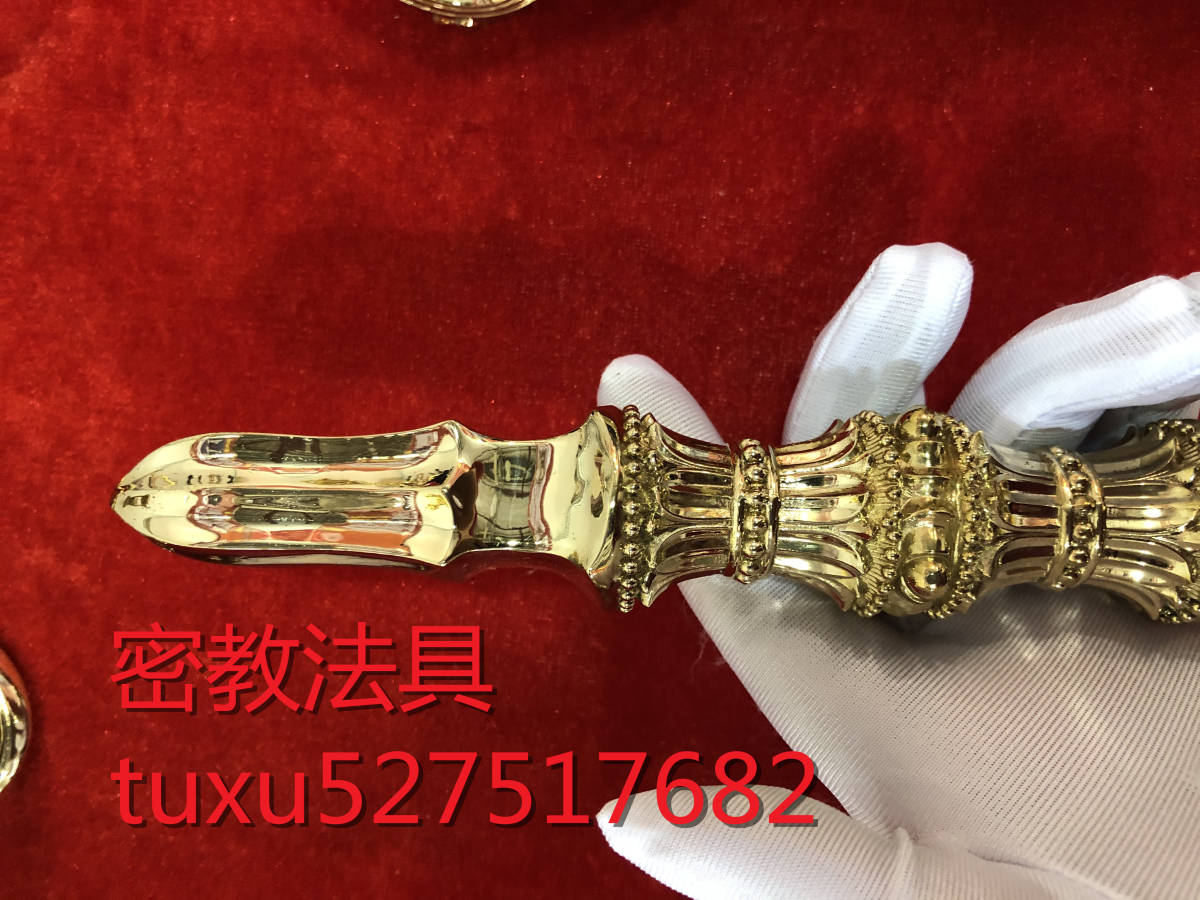 密教法具 寺院用仏具　四大明王　独鈷杵　唐型　金鋼杵 独鈷杵 真鍮製 23cm_画像3