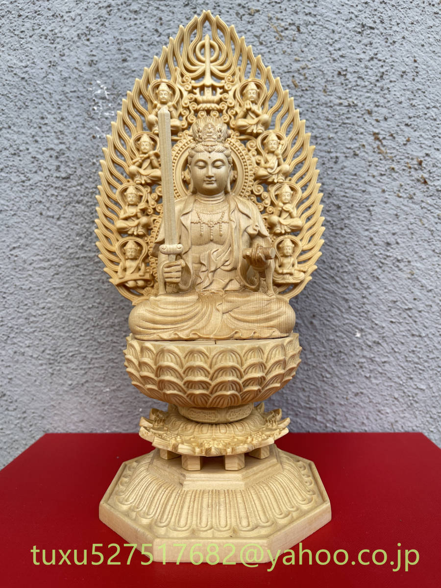 仏像木彫 文殊菩薩 祈る 厄除け 精密細工 木彫仏像 仏教美術 文殊菩薩像