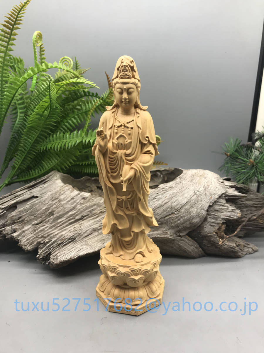 極上品 淨甁観音 観音菩薩 立像 精密彫刻 彫刻工芸品 仏師で仕上げ品