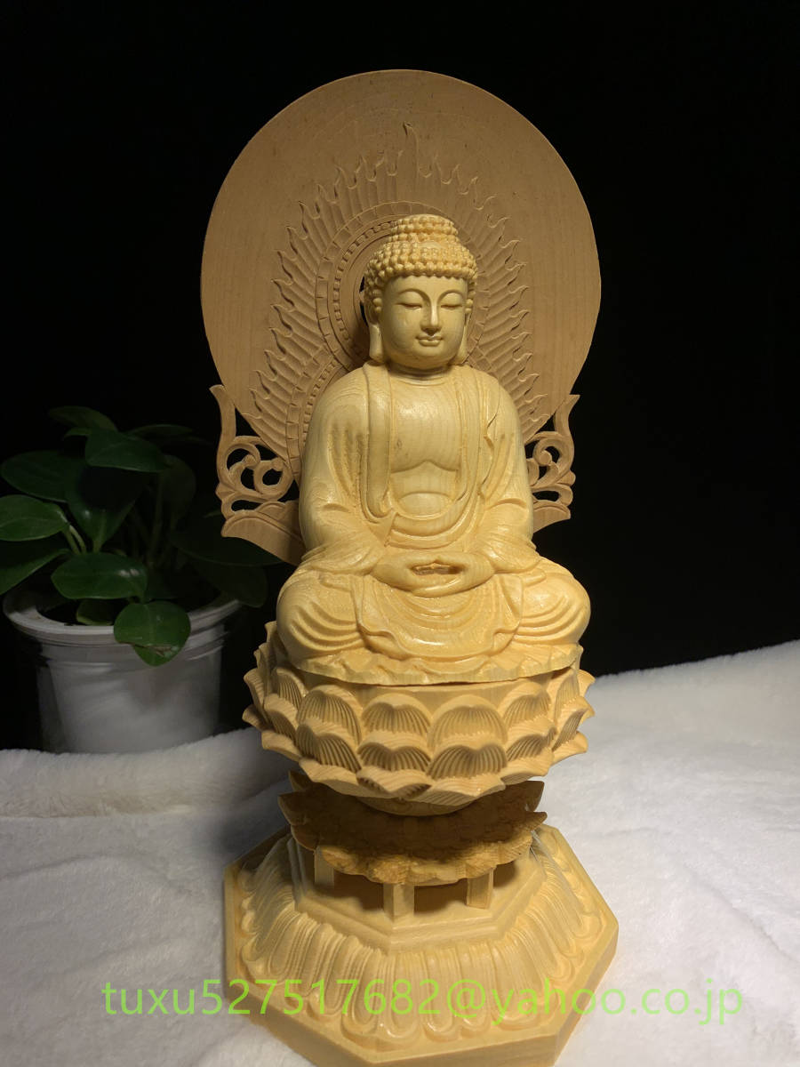新作 総檜材 釈迦如来 置物 仏教工芸品　木彫仏教　精密彫刻　極上品 仏像座像 _画像2
