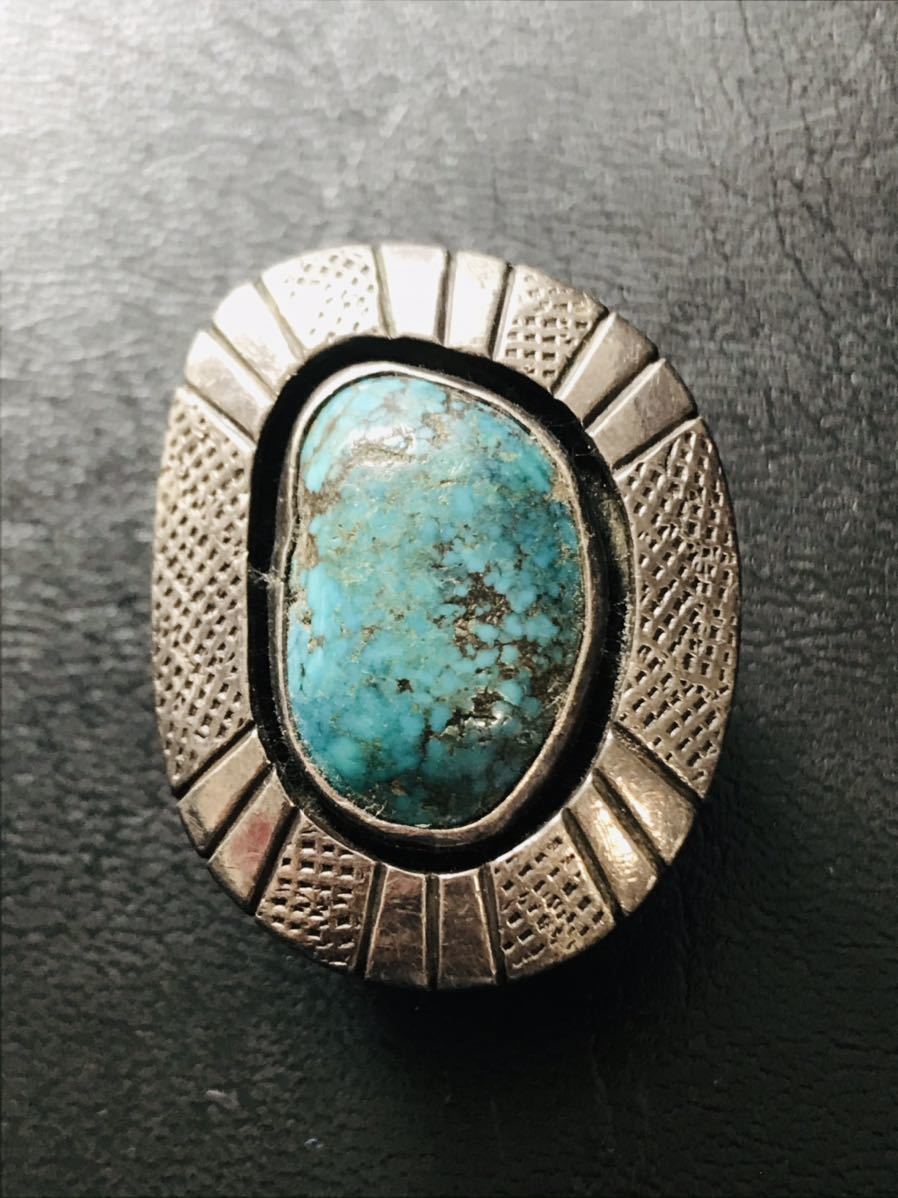 NAVAJO. Takumi .[George Kee/ George * key ] 1940*s GEM Turquoise Vintage ring 21 number Navajo Indian jewelry ho pi