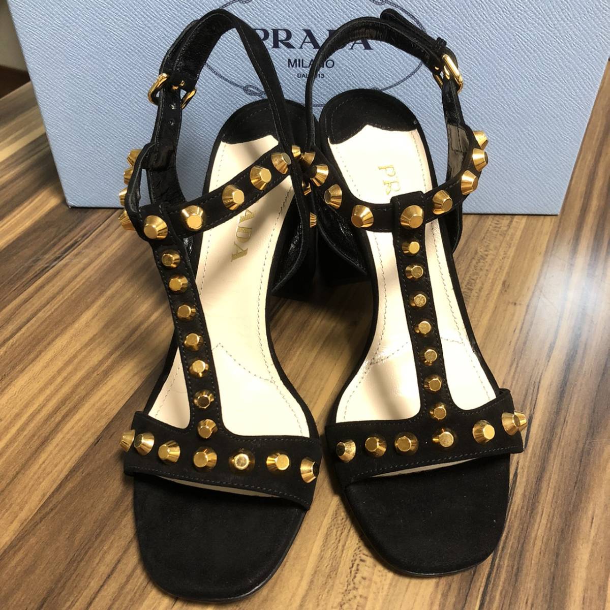 新品★プラダ PRADA レディース サンダル パンプス ヒール ブラック NERO 38 25㎝