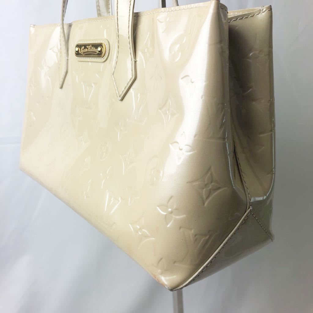 ☆送料無料☆ルイヴィトン LOUIS VUITTON ウィルシャーPM ブロンコライユ M91452 ヴェルニ ハンドバッグ ホワイト クリーム寄り パーティ