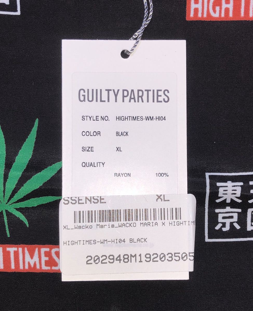 新品 正規 WACKO MARIA x HIGH TIMES アロハシャツ XL ブラック 黒