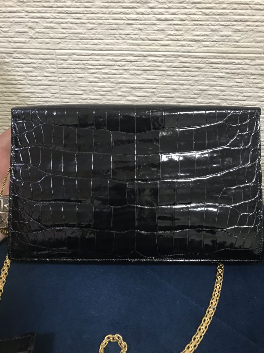  beautiful goods Alfred low ALFRED ROTH AR chain shoulder bag clutch bag high class crocodile card-case attaching diagonal .. possibility 
