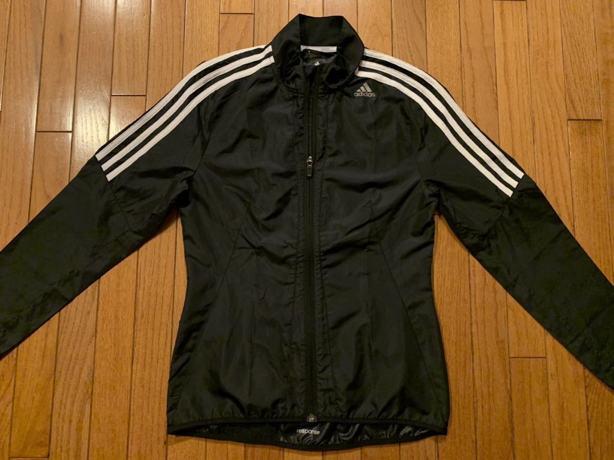 ★超美品★adidas(アディダス)ナイロン ジャケット レディース S(T155cm)使用2回 ブラック フルジップ ランニング climaproof アウトドア