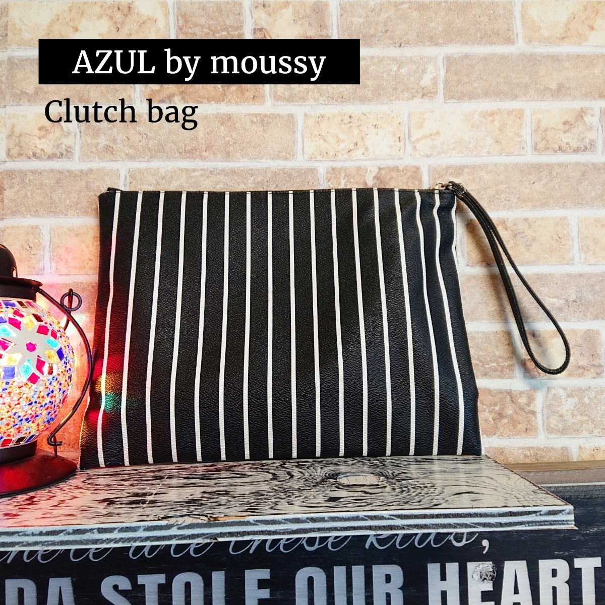 Paypayフリマ Azul By Moussy クラッチバッグ ストライプ フェイクレザー Paypayフリマ Azul By Moussy クラッチバッグ ストライプ フェイクレザー