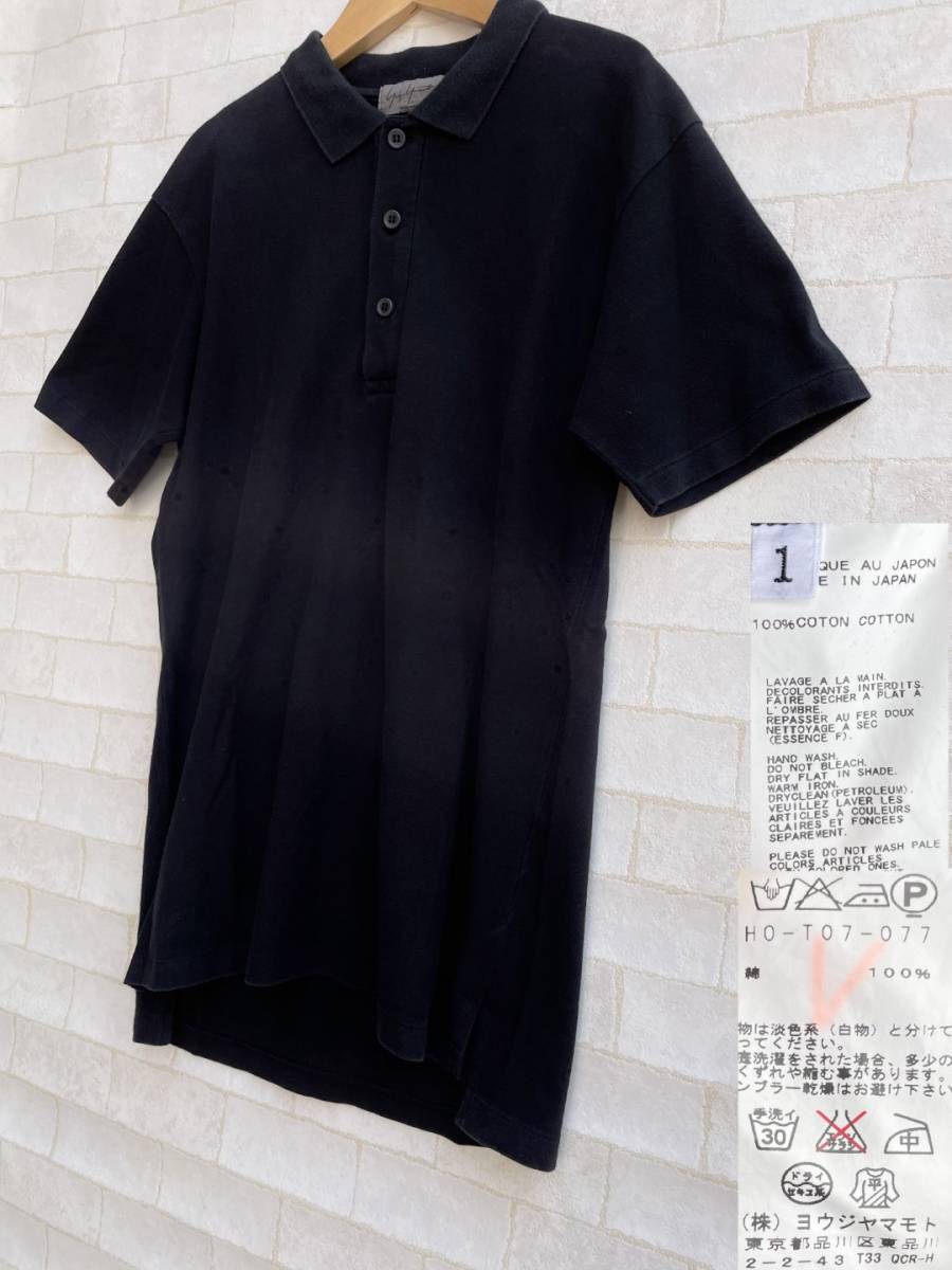 yohji yamamoto POUR HOMME ヨウジヤマモト プールオム 刺繍 鹿の子 半袖 ポロシャツ size 1 日本製 HO-T07-077 シャツ_画像5