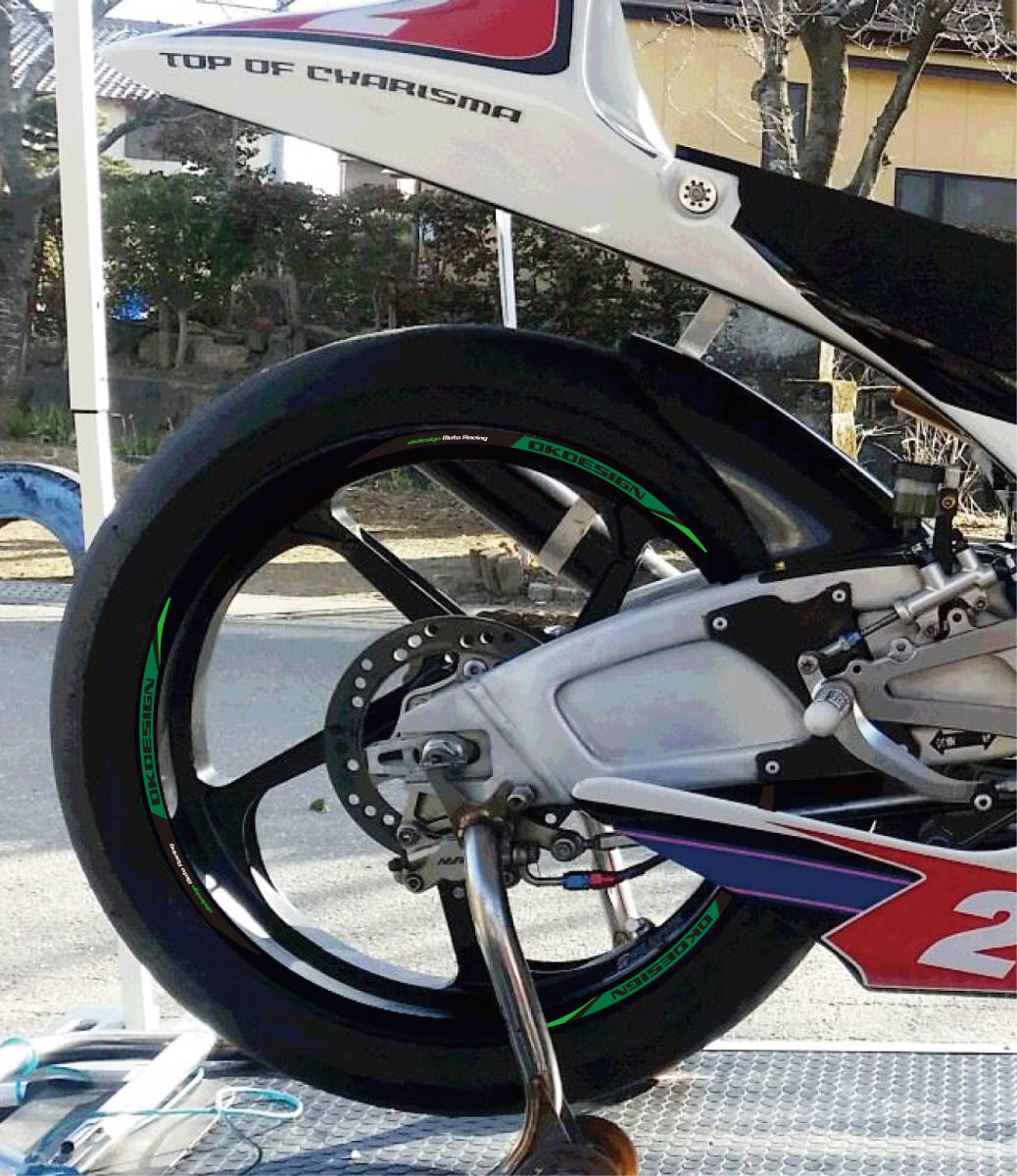 リムステッカー　17インチ　MOTO RACING　WHITE-GREEN_画像2