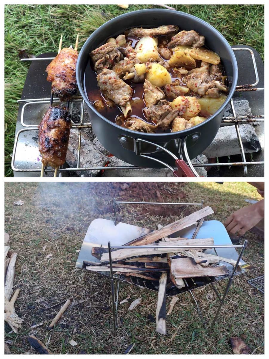 焚き火台　焚火台  折り畳み式 ステンレスバーベキューコンロ超軽量！焼き網付き！