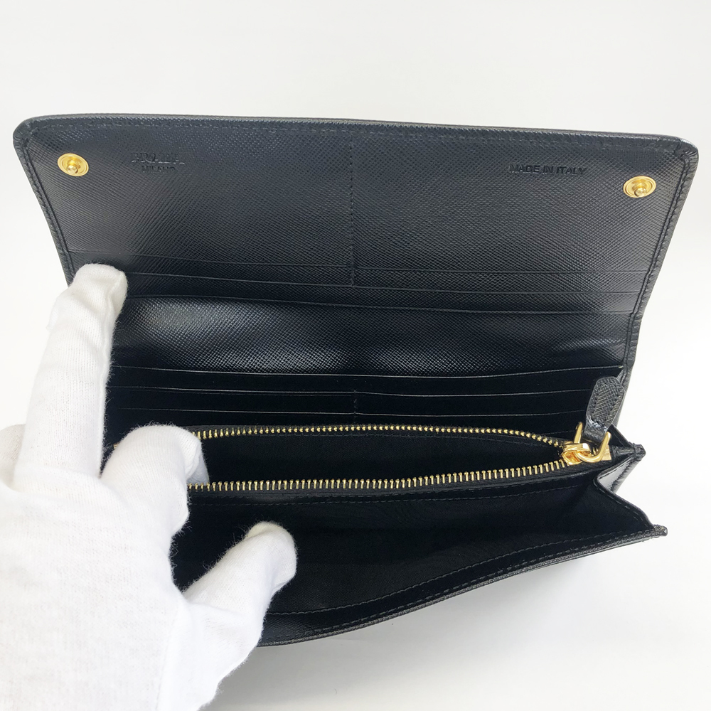 【中古】プラダ 長財布 サフィアーノ レディース PRADA 1MH132 QWA SAFFIANO METAL ORO サフィアーノメタルオロ 無地_画像6