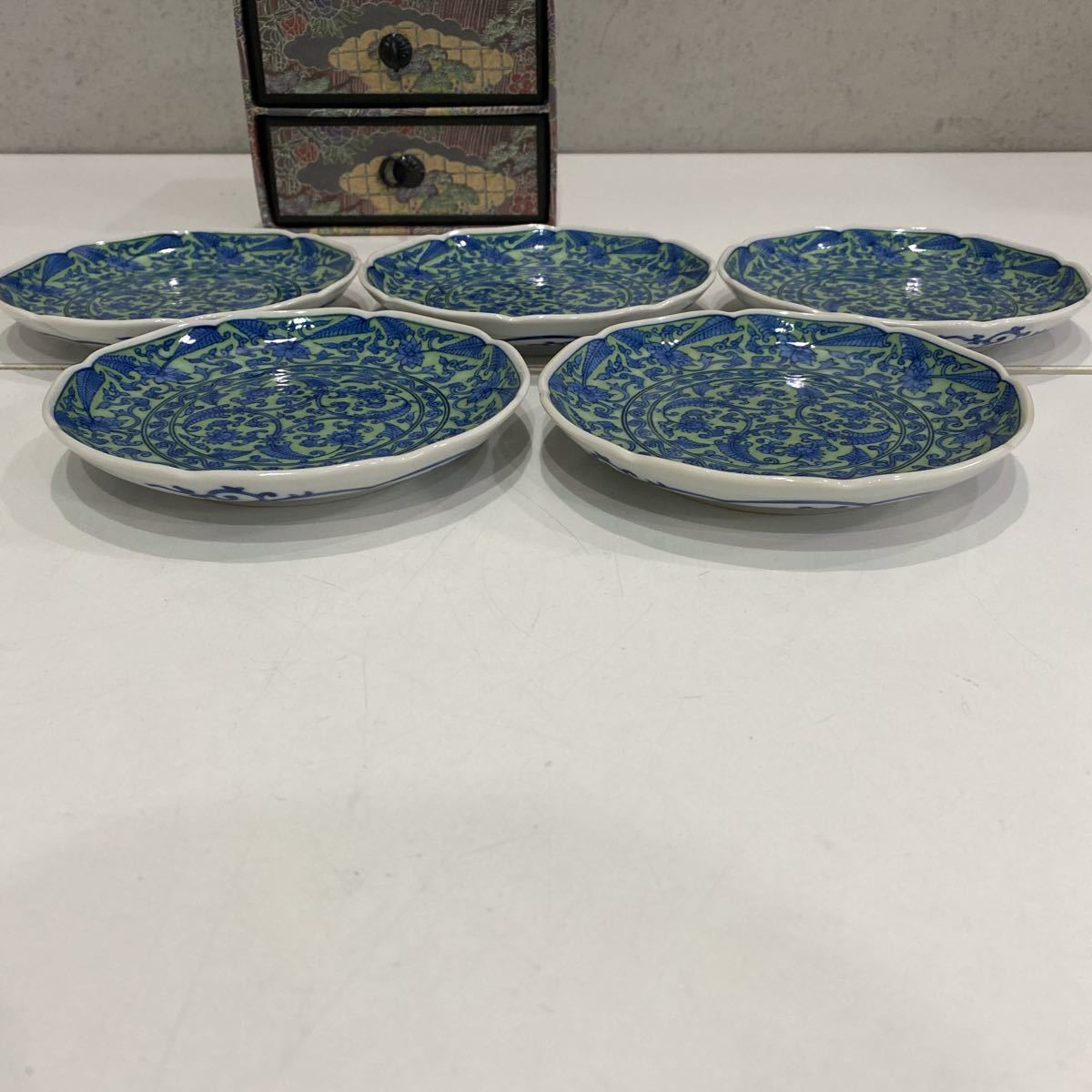 * dragon . kiln green . Tang ... plate 5 customer .. plate Tang . pattern Japanese-style tableware small plate #434 0427T
