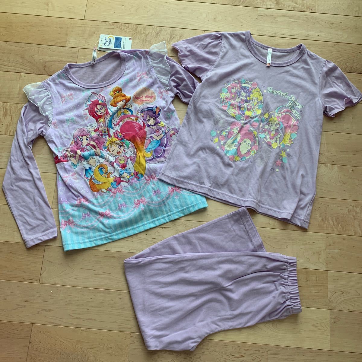 Paypayフリマ トロピカルージュ プリキュア 光るパジャマ 半袖 長袖 130 紫 女の子 ガールズ