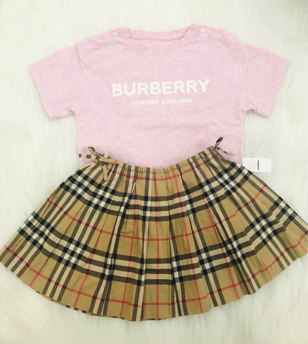 新品 Burberry バーバリー 定番 チェックスカート 2Y エビー キッズ