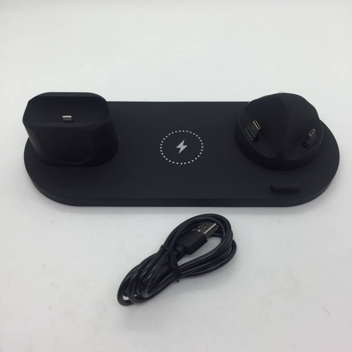 6in1 зарядка подставка беспроводной смартфон AirPods смарт-часы беспроводной слуховай аппарат черный 