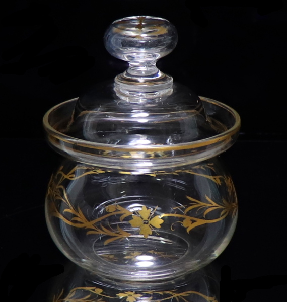 オールド・バカラ (BACCARAT) 1900年頃 金彩蓋物 小物入れ ボンボ