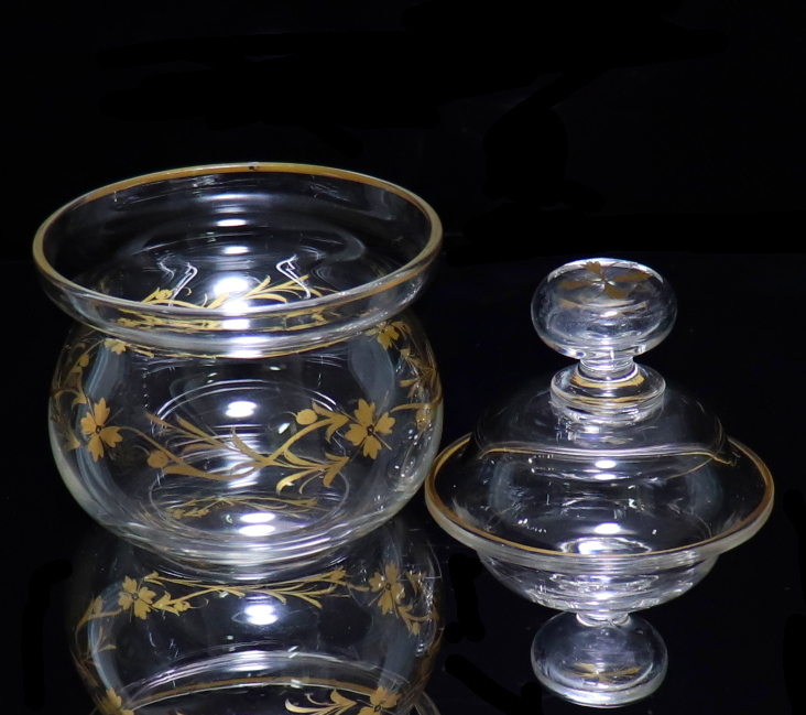 オールド・バカラ (BACCARAT) 1900年頃 金彩蓋物 小物入れ ボンボ