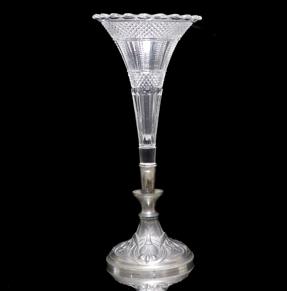 オールド・バカラ (BACCARAT) 1890年頃 ディアマン・ビゾー 大型センターピース花瓶 アンティーク ギヤマン 義山 ダイヤモンド 切子 レア