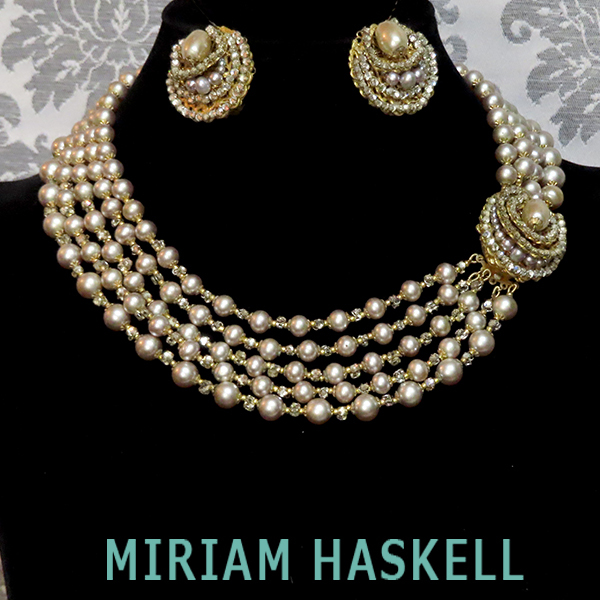 ◆ Мириам Хаскель: Светло 5 Ожерелье + Серьга: Винтажный костюм драгоценный камень: Мириам Хаскелл